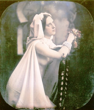 A Woman Kneeling on a Chair Praying by French Photographer