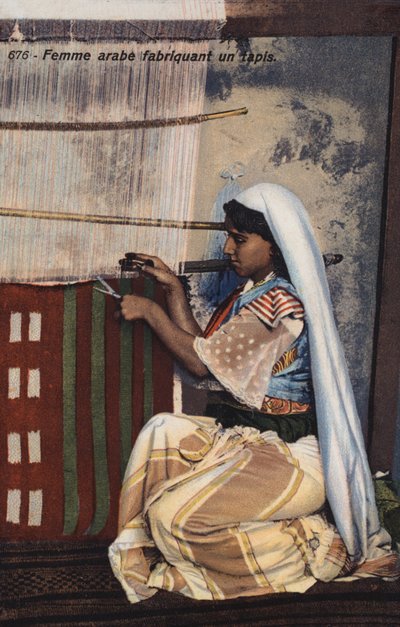 Arab Girl Making a Carpet by French Photographer
