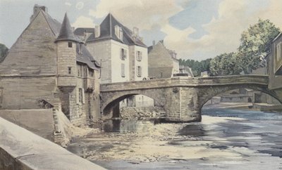 Aubusson, Terrade Bridge, on the Creuse, Downstream View by French Photographer