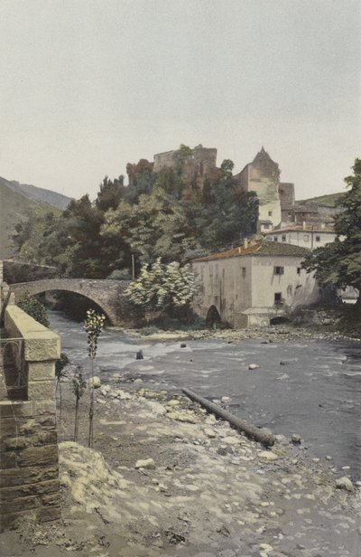 Axat, Church and Remains of the Old Castle by French Photographer