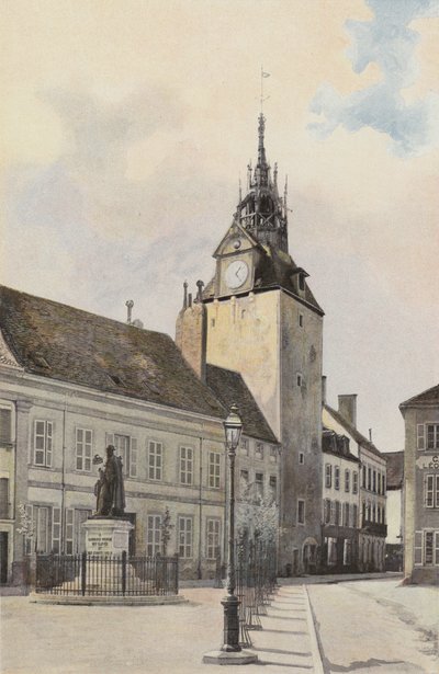 Beaune, Belfry and Statue of G Monge by French Photographer