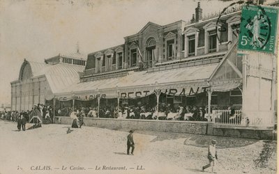 Calais, Le Casino, Le Restaurant. Postcard sent on 14 August 1913. by French Photographer