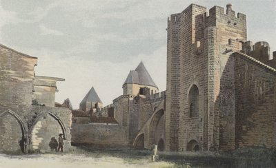 Carcassonne Citadel, South Side, Saint-Nazaire Tower (before complete restoration) by French Photographer