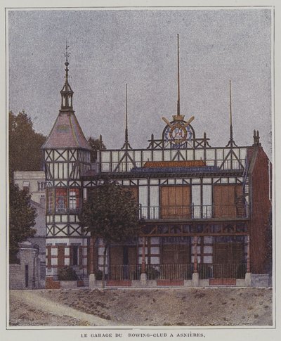 Clubhouse of the Societe des Regates Parisiennes rowing club, Asnieres, Paris, France by French Photographer