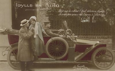 Couple with a motor car by French Photographer