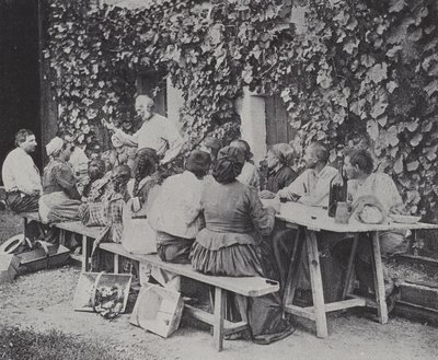 Grape pickers eating lunch by French Photographer