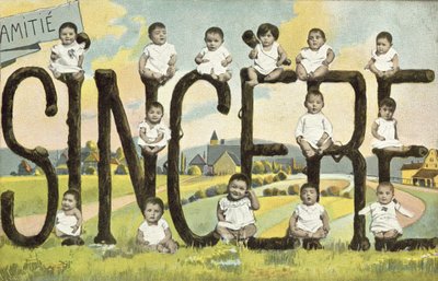 Greetings card with babies by French Photographer