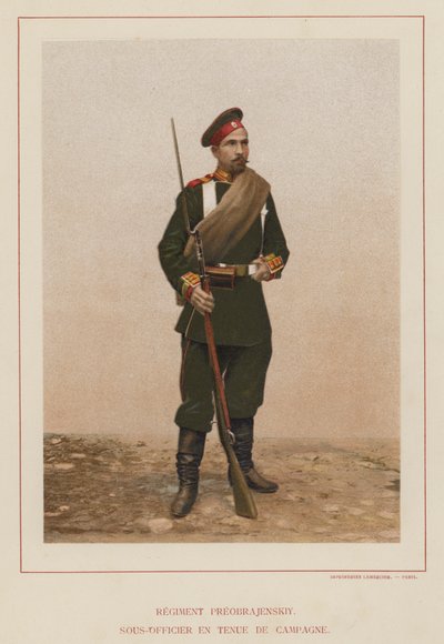 The Russian Army: Preobrazhensky Regiment, Non-Commissioned Officer in Field Uniform by French Photographer