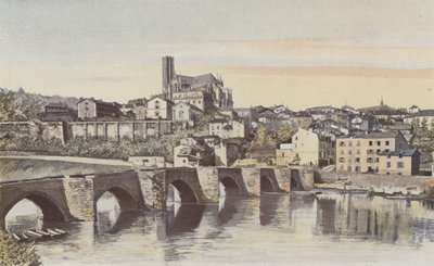 Limoges, General View, Upstream from Saint-Etienne Bridge (Left Bank of the Vienne) by French Photographer