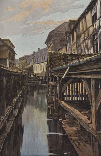 Louviers, Washhouse and Wooden Houses by French Photographer