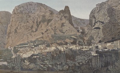 Moustiers-Sainte-Marie, General View and Chapel N D de Beauvoir by French Photographer