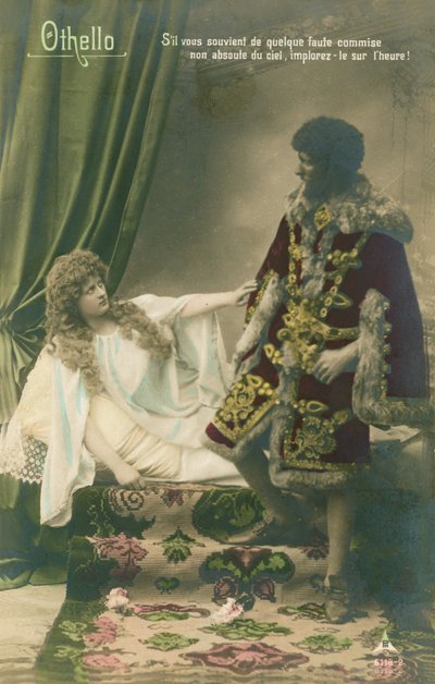 Othello with Desdemona. Scene from William Shakespeare