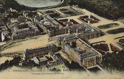 Panoramic view of the Palace and Gardens of Versailles by French Photographer