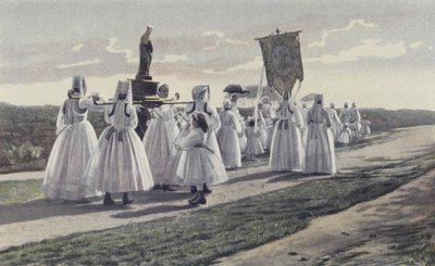 Ploare, Pardon, Procession in the Countryside by French Photographer