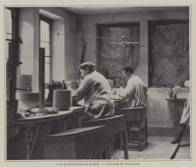 Polishing workshop at the Sevres porcelain factory, France by French Photographer