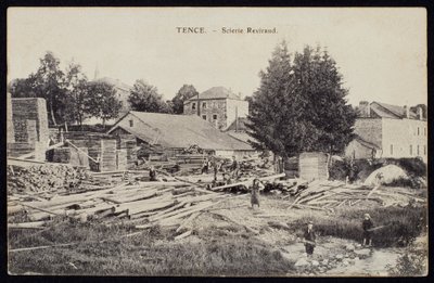 Sawmill Reviraud in Tence, Haute-Loire, c.1900 by French Photographer