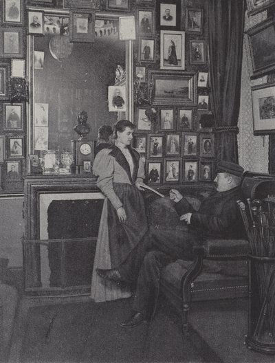 Room in the Palais Garnier in Paris filled with portraits of performers by French Photographer