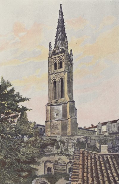 Saint-Emilion, Bell Tower above the Monolithic Church by French Photographer