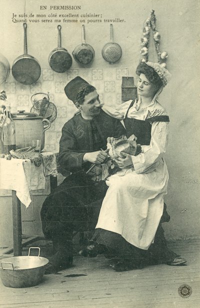 Servant Girl Sitting on Man