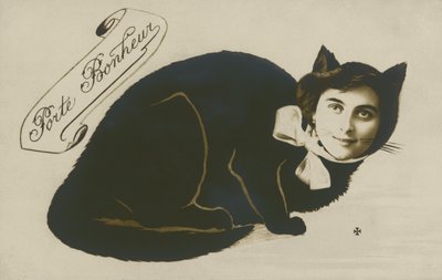 Surreal cat, with pretty girl