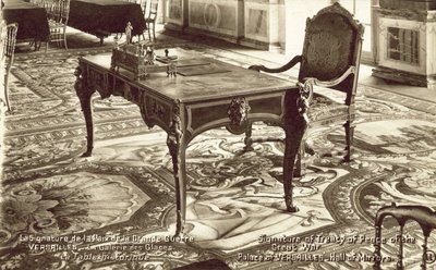 Table in the Hall of Mirrors at the Palace of Versailles on which the Treaty of Versailles was signed by French Photographer