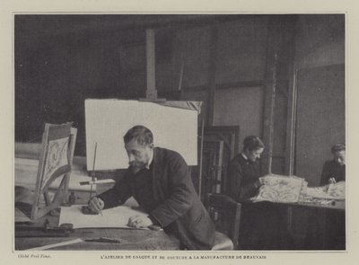 Tracing and sewing workshop at the Beauvais Tapestry Manufacture, France by French Photographer