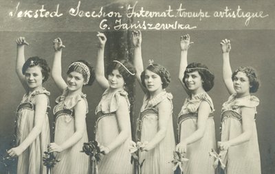 Troupe of young female dancers, smiling by French Photographer