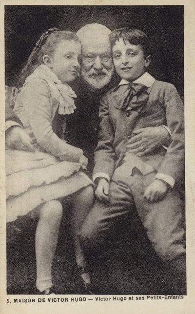 Victor Hugo (1802-1885), French poet, novelist and dramatist, with his grandchildren by French Photographer