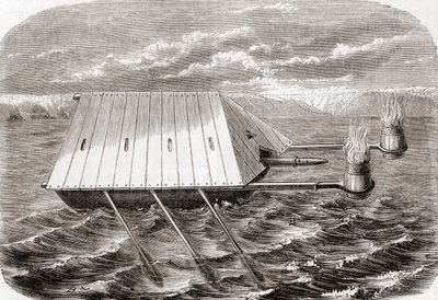 A Greek fire ship, after a drawing in a 13th century Latin manuscript, from 