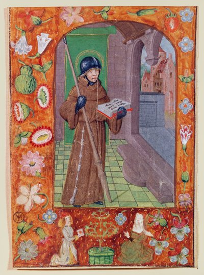 A Page from a manuscript, Warrior Monk by French School