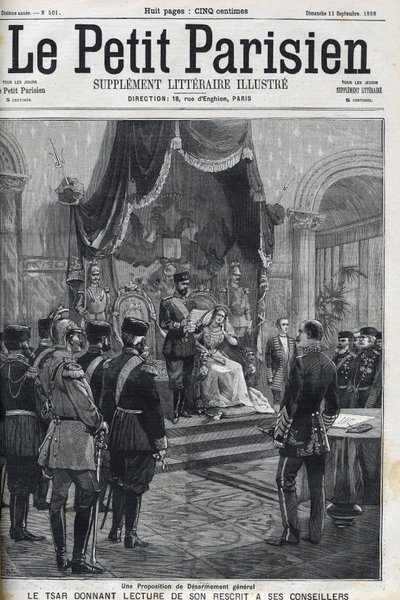 A Proposal for General Disarmament - Tsar Nicholas II reading his recript to his advisers by French School