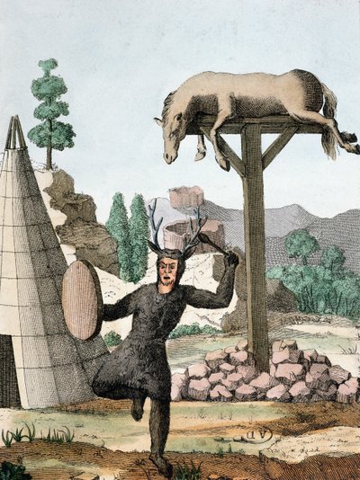 A Siberian Tartar Shaman and Burial Ground by French School
