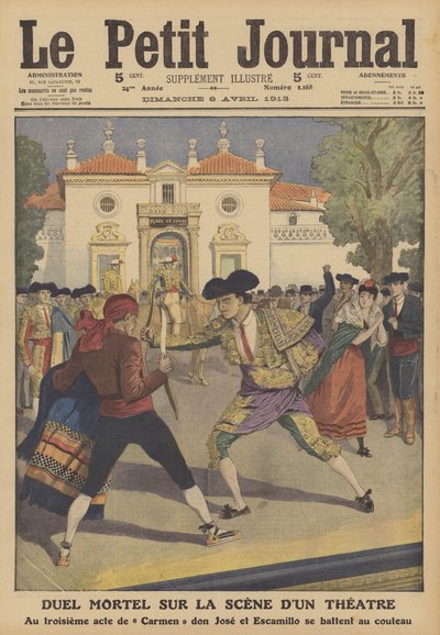 A deadly duel on the stage of a theatre in Spain by French School