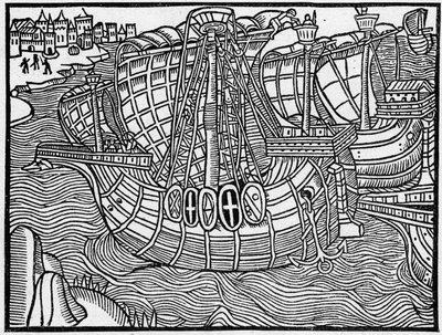 A fleet in the 15th century, after an engraving of Vergier D