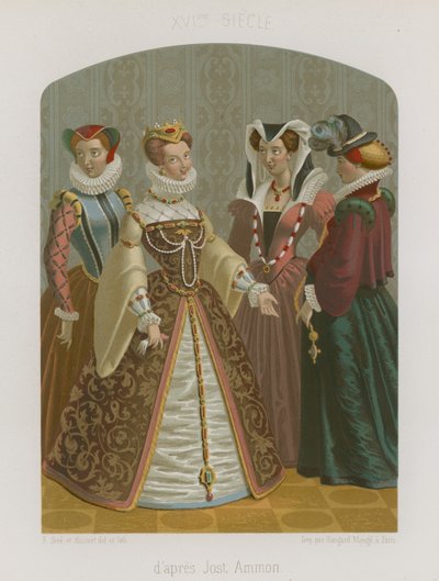 A Group of Well-Dressed Women by French School