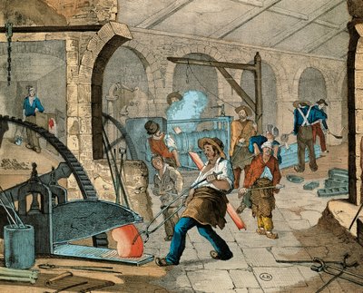 A laborer working in a French foundry by French School