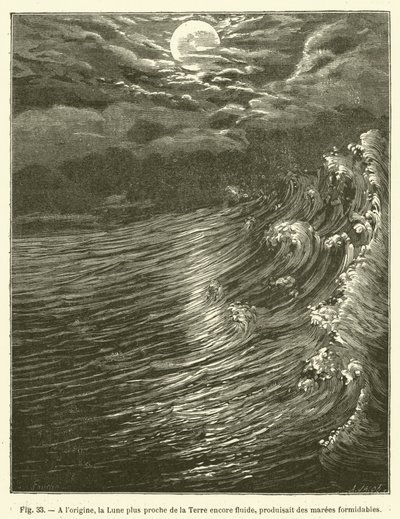 Originally, the Moon, Closer to the Earth and Still Fluid, Produced Formidable Tides by French School