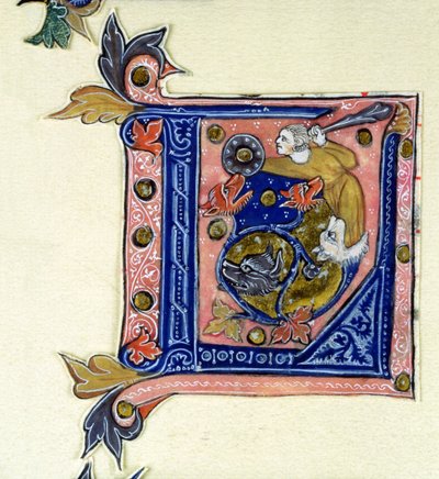 A man holding a whip and a shield by French School