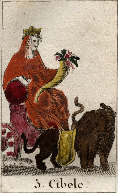 A representation of the divinity Cybele (of Phrygian origin) personifying Mother Nature, she holds a cornucopia in her hands. From “Mythology of Youth” by Pierre Blanchard 1803 by French School
