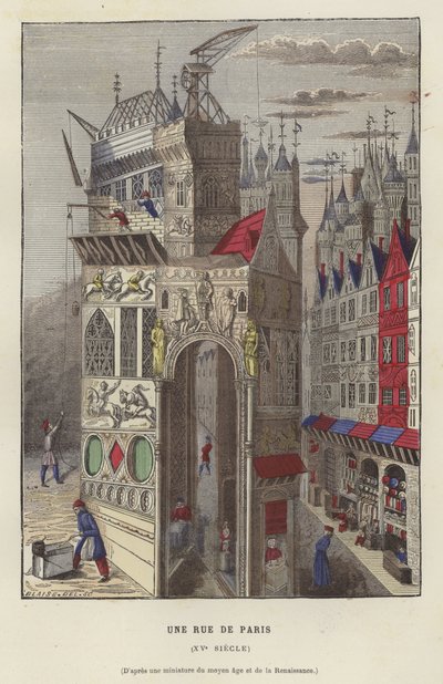 A street in Paris, 15th Century by French School