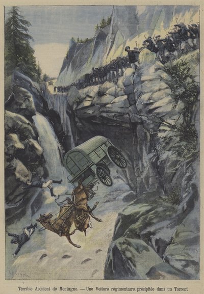 A terrible accident in the mountains by French School