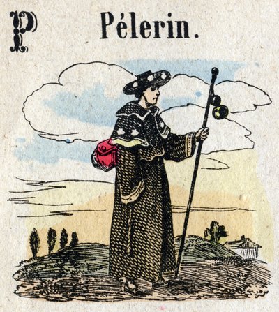 Abecedary. Letter P like Pelerin. Small Encyclopedic Alphabet, Popular Series. Epinal Imaging, late 19th century by French School