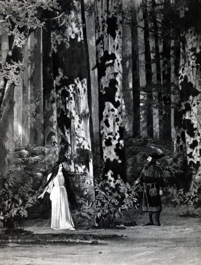 Act I, Scene 1 of Pelleas et Melisande by Debussy (from a photograph of the first production in April, 1902 of the opera at the Opera-Comique in Paris, illustration in Theatre magazine, June, 1902) by French School