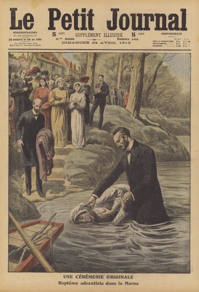 Adventist baptism in the River Marne by French School