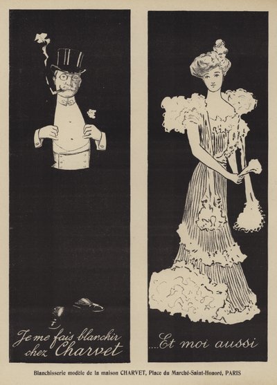 Advertisement for Charvet Laundry, Paris by French School