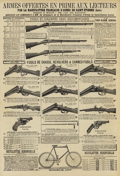 Advertisement for guns by French School