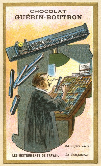 Advertising Chromolithography of Chocolates Guerin Boutron, Work Instruments, 84 Varied Subjects, The Composter by French School