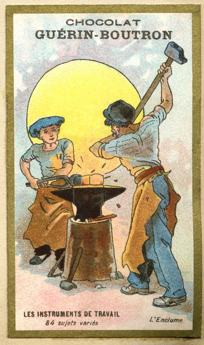 Advertising Chromolithography of Chocolates Guerin Boutron, Work Instruments, 84 Varied Subjects, The Anvil by French School
