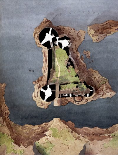 Aerial view of the island of Yeu (Ile-d