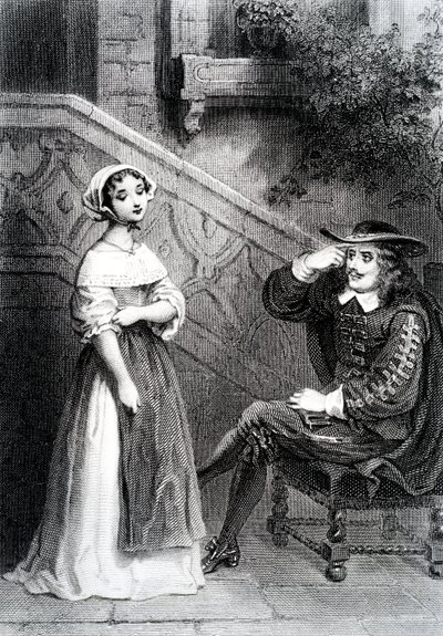 Agnes with her guardian Arnolphe, from The School for Wives, by Moliere by French School